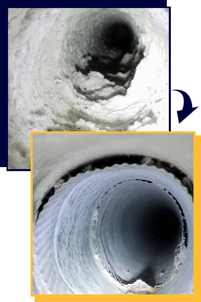 before after dryer vent cleaning